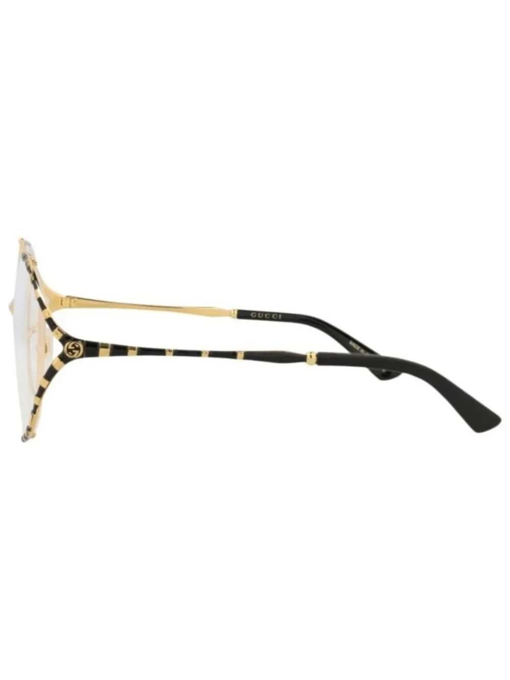 New Gucci Womens Round/Oval Gold Black Transparent Fashion Designer Eyeglasses